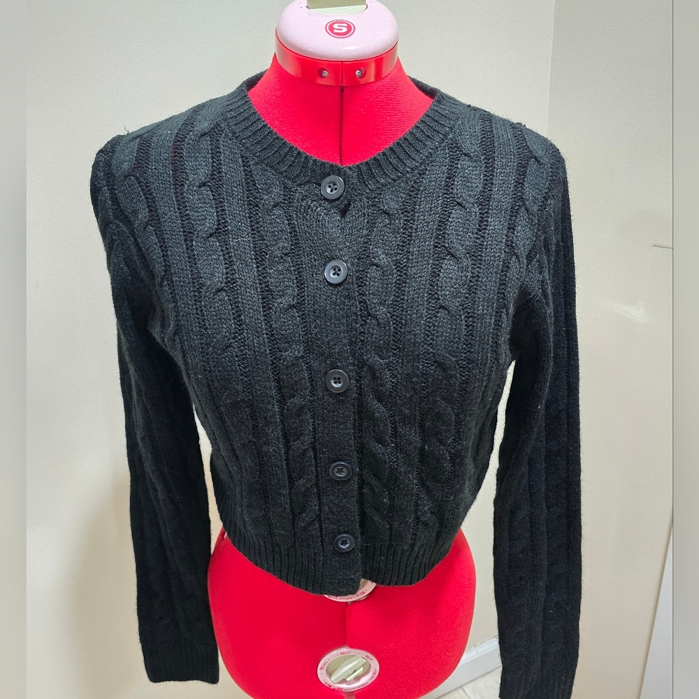 Black Cable Knit Cardigan